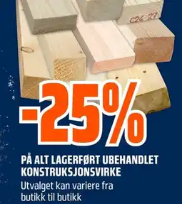 Coop Obs PÅ ALT LAGERFØRT UBEHANDLET KONSTRUKSJONSVIRKE tilbud