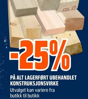 Coop Obs PÅ ALT LAGERFØRT UBEHANDLET KONSTRUKSJONSVIRKE tilbud