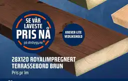 Coop Obs 28X120 ROYALIMPREGNERT TERRASSEBORD BRUN tilbud