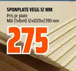 Coop Obs SPONPLATE VEGG 12 MM tilbud