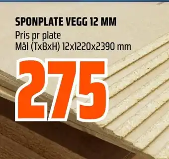 Coop Obs SPONPLATE VEGG 12 MM tilbud