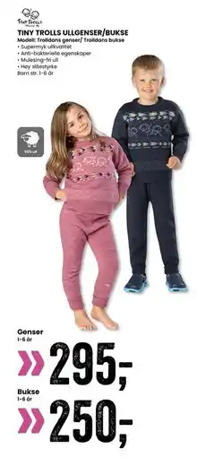 Sport Outlet TINY TROLLS ULLGENSER/BUKSE tilbud