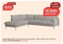 Møbelringen Jasper hjørnesofa, Medlemspris tilbud