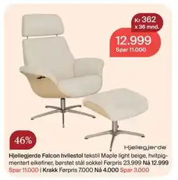 Møbelringen Hjellegjerde Falcon hvilestol, NOK 12999 tilbud