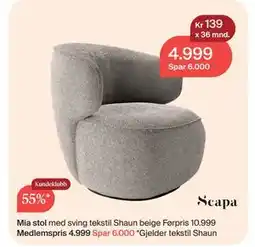 Møbelringen Mia stol, Medlemspris tilbud