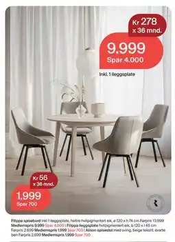 Møbelringen Alison spisestol, Medlemspris tilbud
