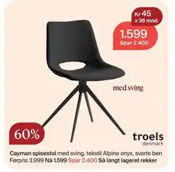 Møbelringen Cayman spisestol, NOK 1599 tilbud
