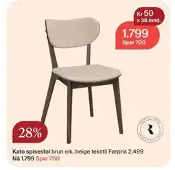Møbelringen Kato spisestol, NOK 1799 tilbud