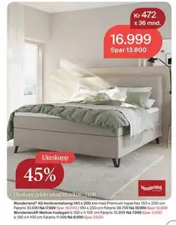Møbelringen Wonderland K6 kontinentalseng tilbud