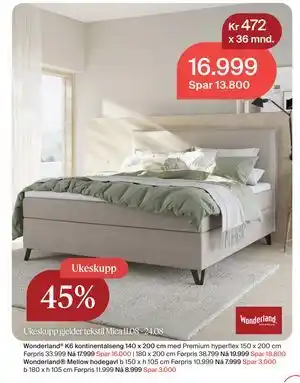 Møbelringen Wonderland K6 kontinentalseng tilbud