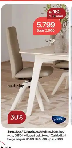 Møbelringen Stressless Laurel spisestol, NOK 5799 tilbud