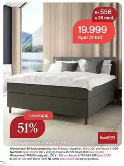 Møbelringen Wonderland K7 kontinentalseng tilbud