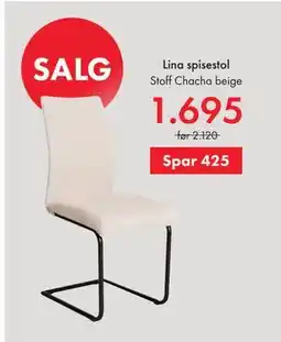 Fagmøbler Lina spisestol, NOK 1695 tilbud