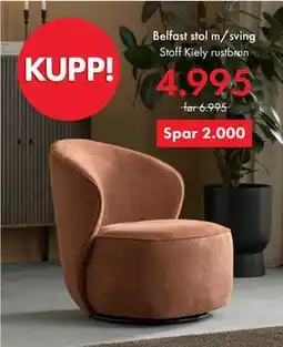 Fagmøbler Belfast stol m/sving, NOK 4995 tilbud