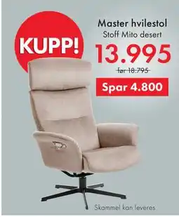 Fagmøbler Master hvilestol, NOK 13995 tilbud