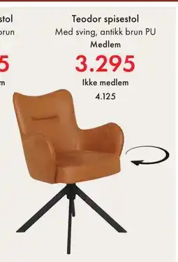 Fagmøbler Teodor spisestol, NOK 4125, Medlemspris tilbud