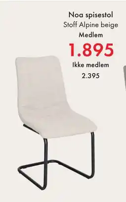 Fagmøbler Noa spisestol, NOK 2395, Medlemspris tilbud