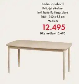 Fagmøbler Berlin spisebord, NOK 15695, Medlemspris tilbud