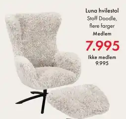 Fagmøbler Luna hvilestol, NOK 9995, Medlemspris tilbud