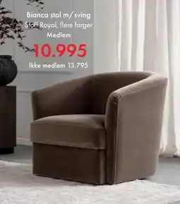 Fagmøbler Bianca stol m/sving, NOK 13795, Medlemspris tilbud