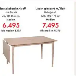 Fagmøbler Linden spisebord m/klaff, NOK 9395, Medlemspris tilbud
