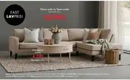 Fagmøbler Diana sofa m/åpen ende, Medlemspris tilbud