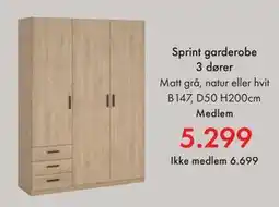 Fagmøbler Sprint garderobe 3 dører, NOK 6699, Medlemspris tilbud