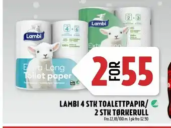 Coop Prix Lambi 4 stk toalettpapir/ 2 stk tørkerull tilbud