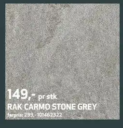 Flisekompaniet RAK CARMO STONE GREY, NOK 149 tilbud