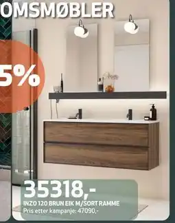 Flisekompaniet INZO 120 BRUN EIK M/SORT RAMME, NOK 35318 tilbud