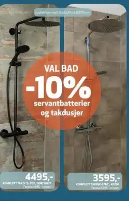 Flisekompaniet VAL BAD -10% servantbatterier og takdusjer tilbud