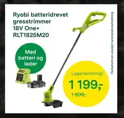 Felleskjøpet Ryobi batteridrevet gresstrimmer 18v one+ rlt1825m20 tilbud