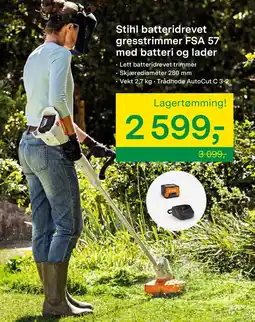 Felleskjøpet Stihl batteridrevet gresstrimmer fsa 57 med batteri og lader tilbud