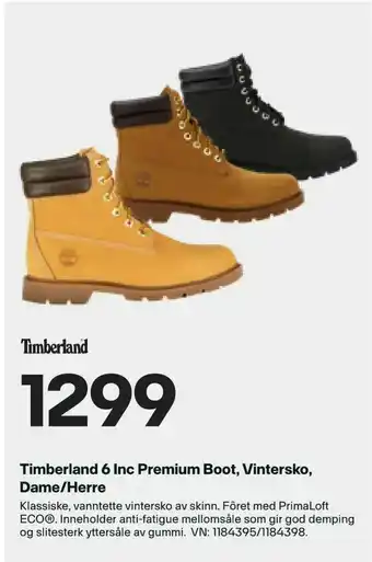 XXL Sport Timberland 6 Inc Premium Boot, Vintersko, Dame/Herre tilbud