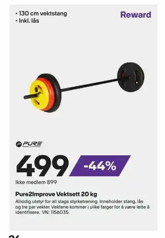 XXL Sport Pure2Improve Vektsett 20 kg tilbud