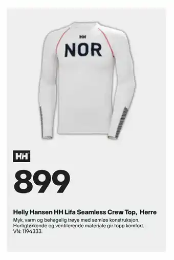 XXL Sport Helly Hansen HH Lifa Seamless Crew Top, Herre tilbud