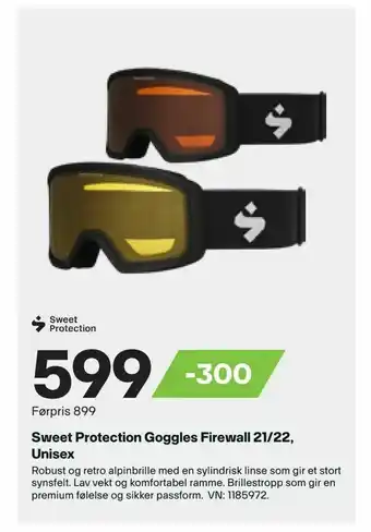 XXL Sport Sweet Protection Goggles Firewall 21/22, Unisex tilbud