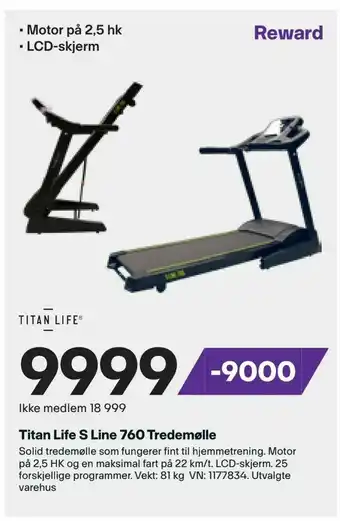 XXL Sport Titan Life S Line 760 Tredemølle tilbud