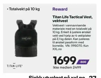 XXL Sport Titan Life Tactical Vest, vektvest tilbud