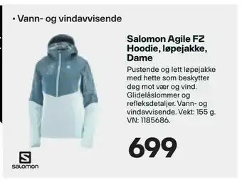 XXL Sport Salomon Agile FZ Hoodie, løpejakke, Dame tilbud
