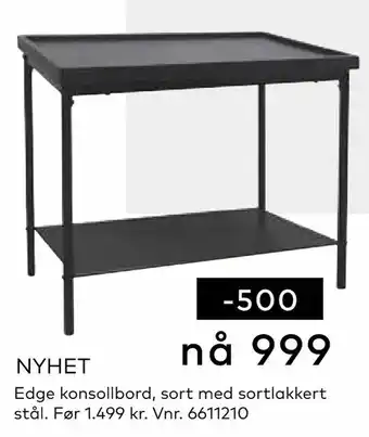 Skeidar Edge konsollbord, sort med sortlakkert stål tilbud