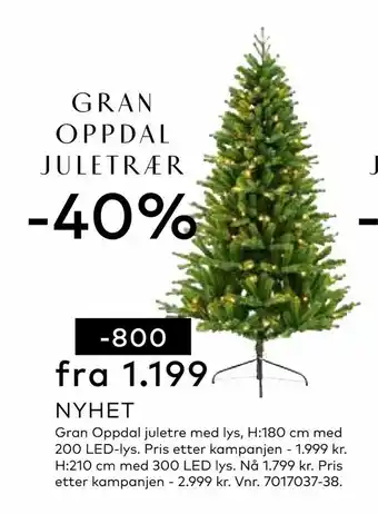 Skeidar Gran Oppdal juletre med lys tilbud