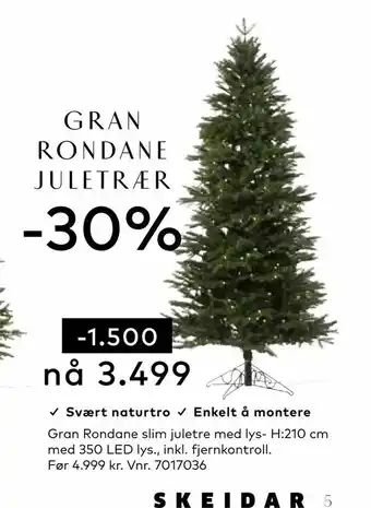 Skeidar Gran Rondane slim juletre tilbud