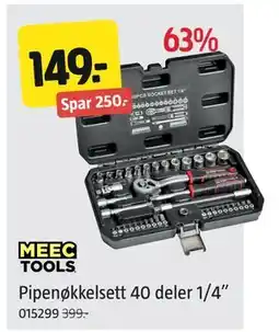 Jula Pipenøkkelsett 40 deler 1/4”, NOK 149 tilbud