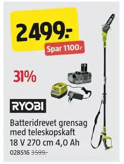 Jula Batteridrevet grensag med teleskopskaft 18 V 270 cm 4,0 Ah, NOK 2499 tilbud