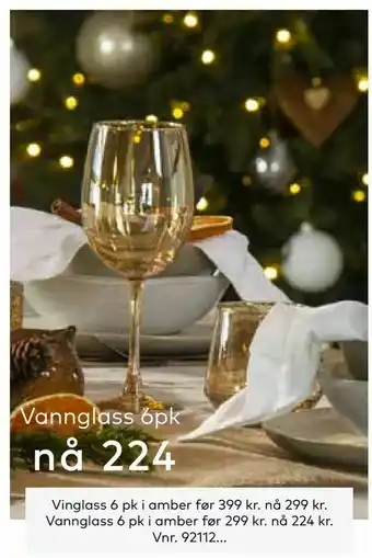 Skeidar Vinglass i amber tilbud