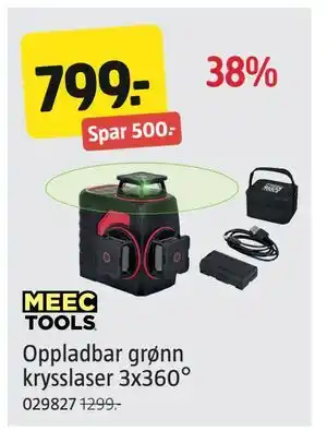 Jula Oppladbar grønn krysslaser 3x360°, NOK 799 tilbud
