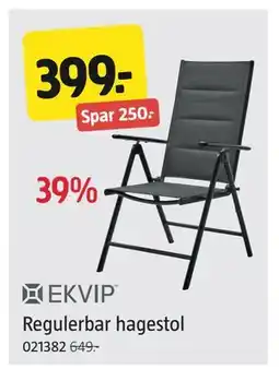 Jula Regulerbar hagestol, NOK 399 tilbud