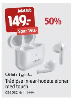 Jula Trådløse in-ear-hodetelefoner med touch, Medlemspris tilbud