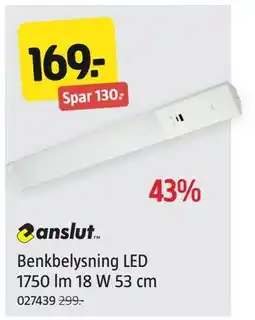 Jula Benkbelysning LED 1750 lm 18 W 53 cm, NOK 169 tilbud